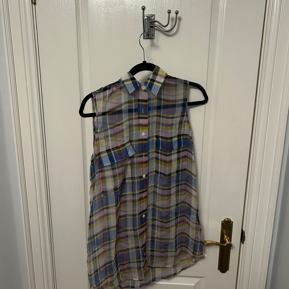 Equipment Multicolor Plaid Sleeveless Shirt